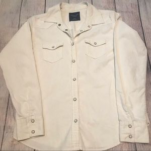 American Eagle Cream Corduroy Snap Button Top